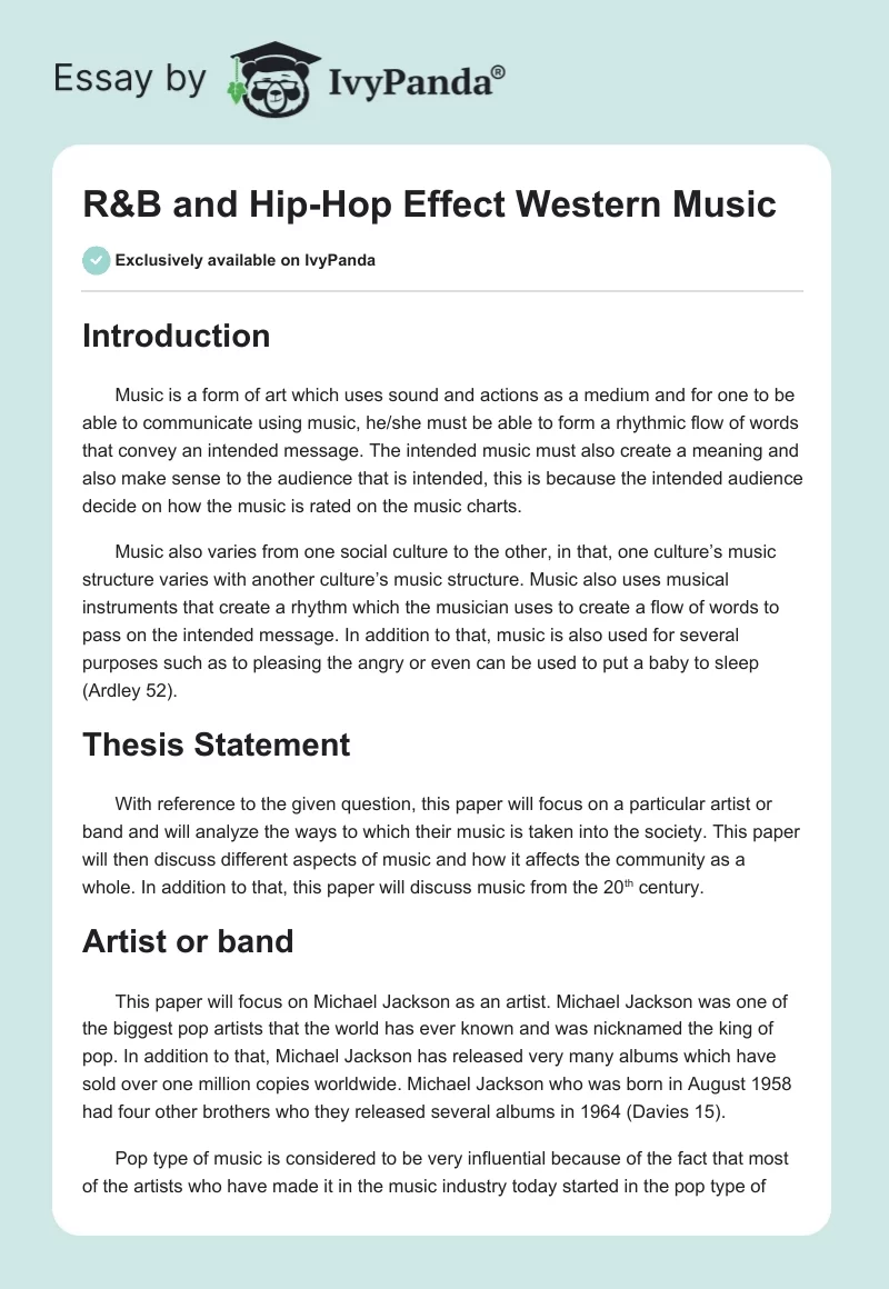 R&B and Hip-Hop Effect Western Music. Page 1