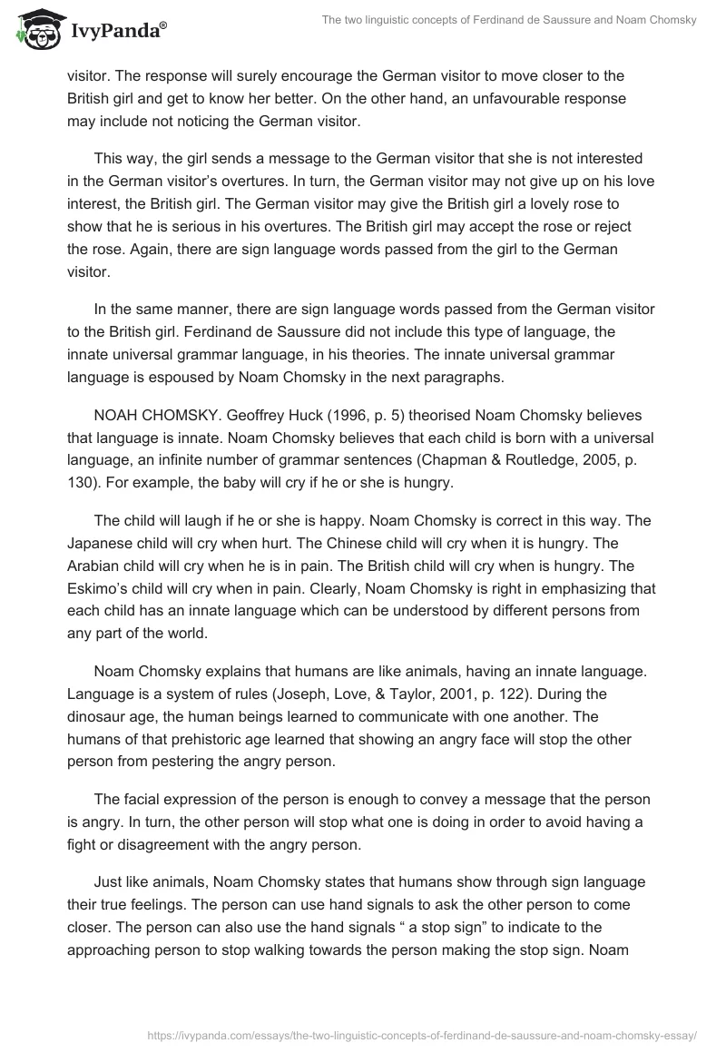 The two linguistic concepts of Ferdinand de Saussure and Noam Chomsky. Page 4