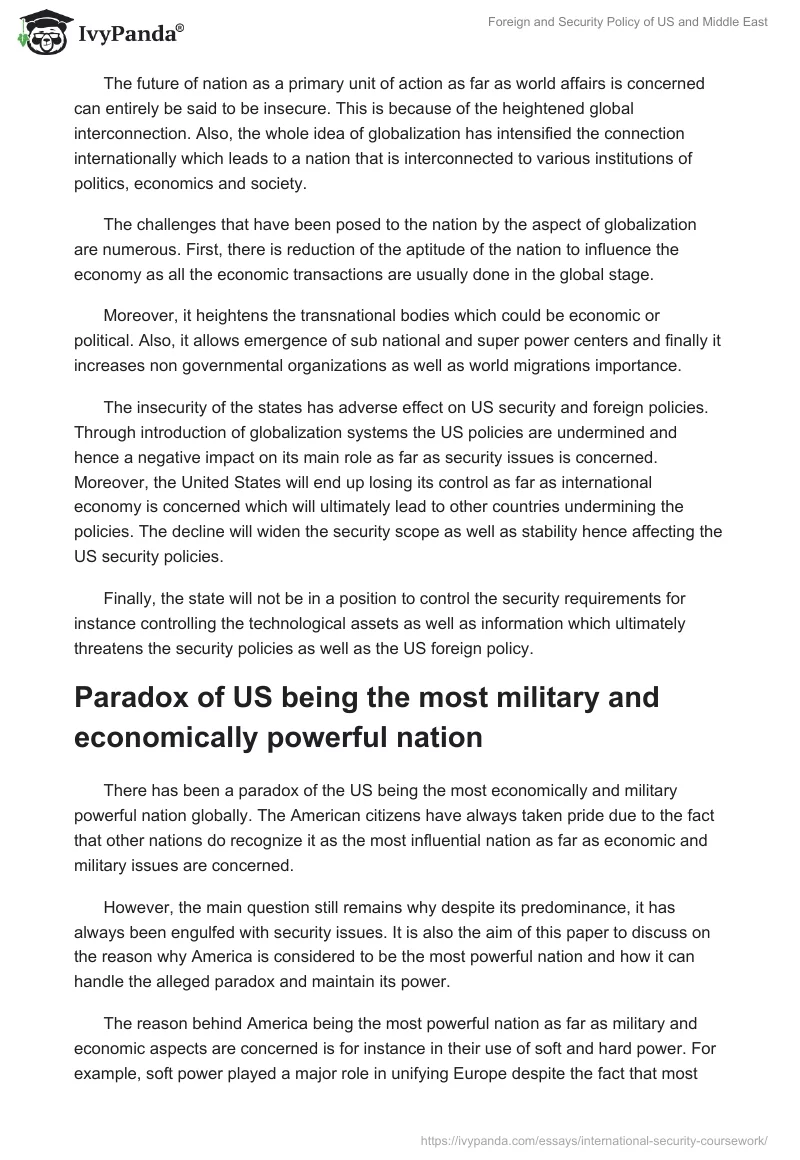 Foreign and Security Policy of US and Middle East. Page 2