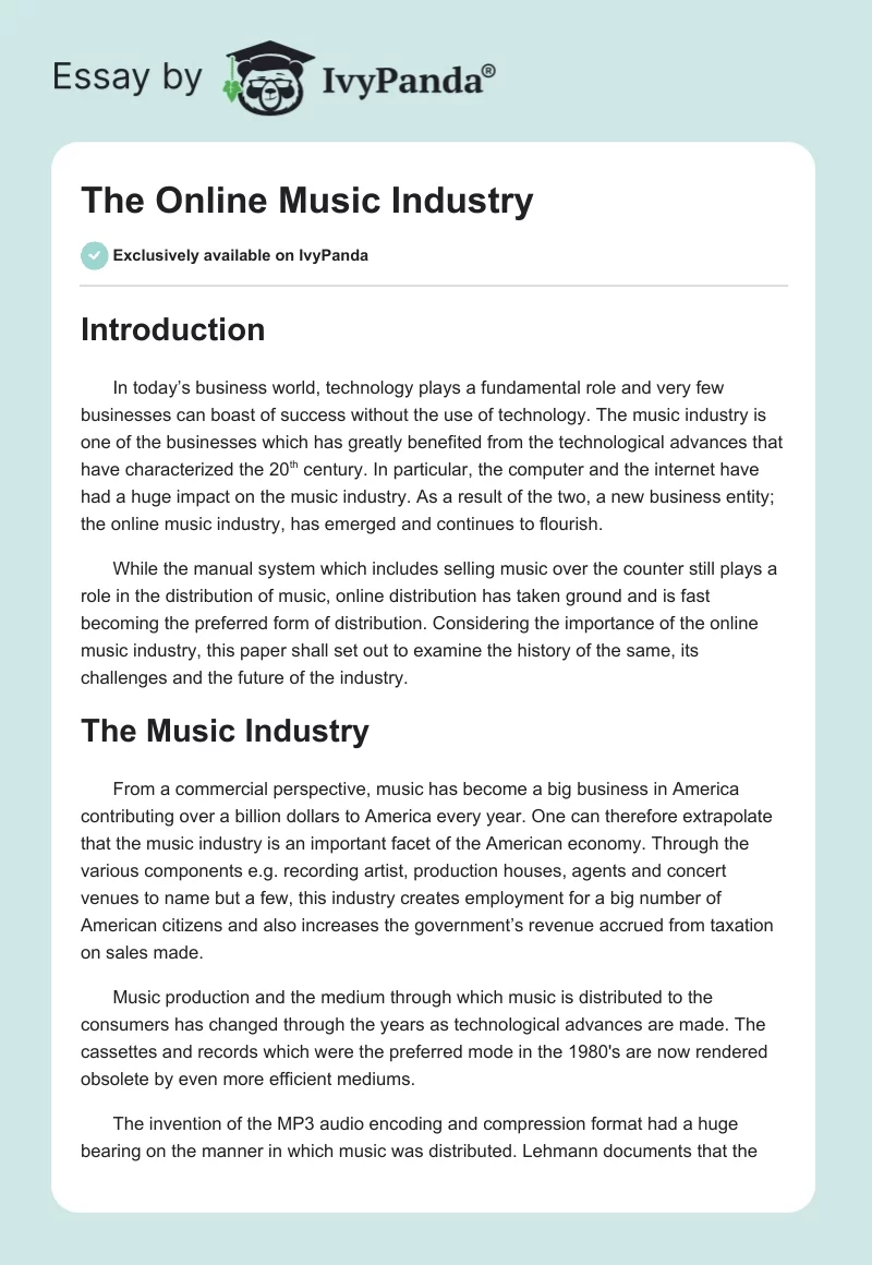 The Online Music Industry. Page 1