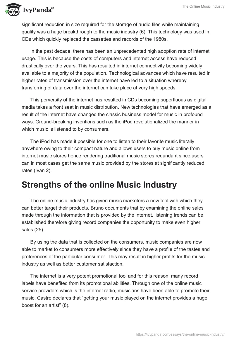 The Online Music Industry. Page 2