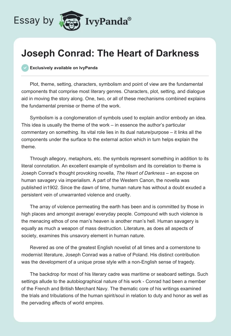 Joseph Conrad: The Heart of Darkness. Page 1
