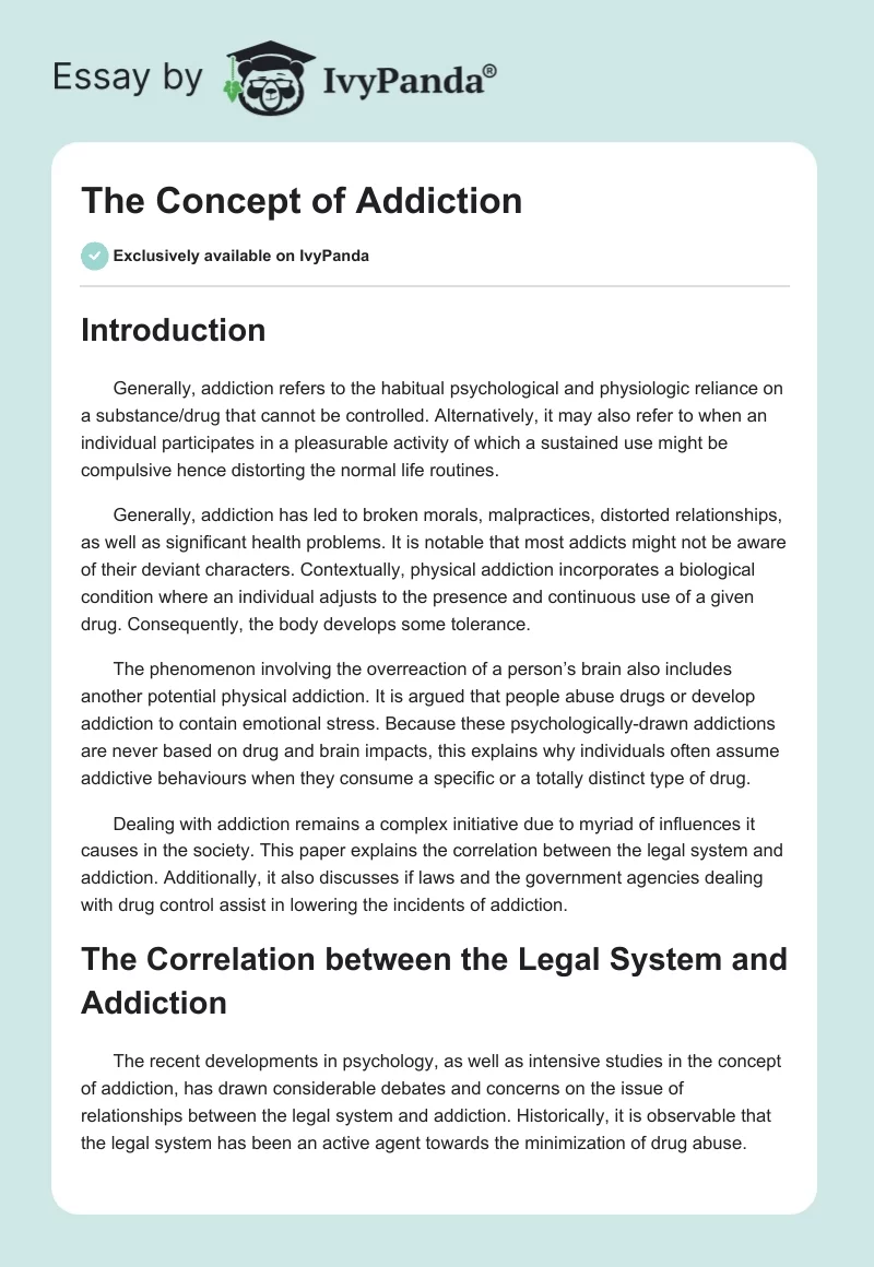 The Concept of Addiction. Page 1
