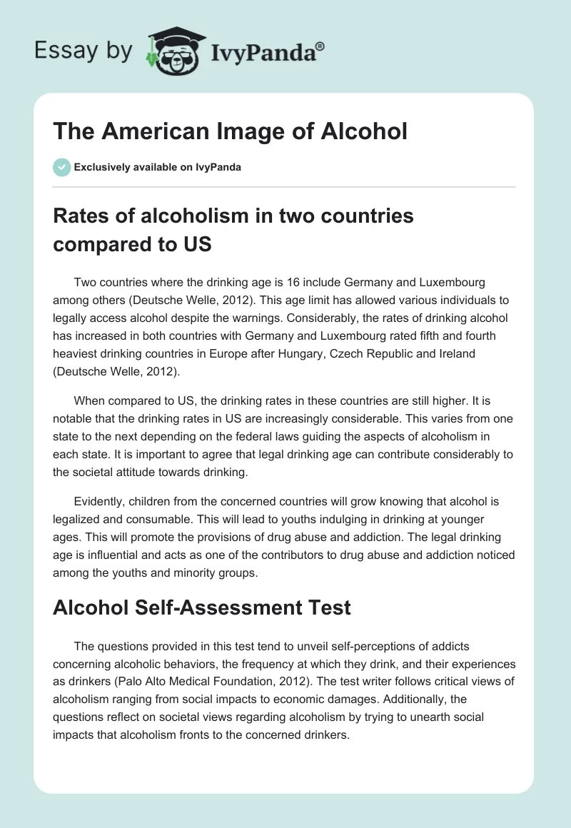 The American Image of Alcohol. Page 1