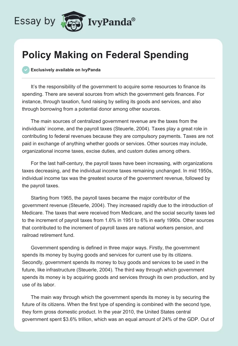 Policy Making on Federal Spending. Page 1