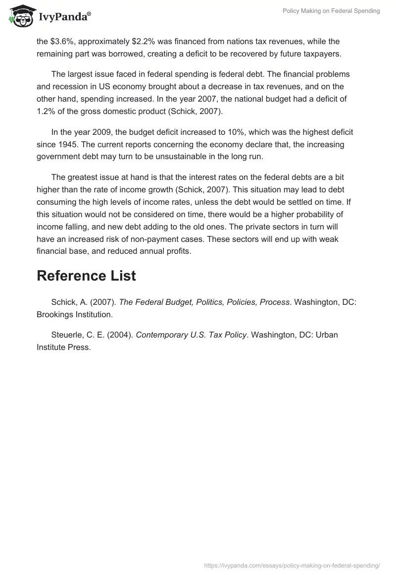 Policy Making on Federal Spending. Page 2