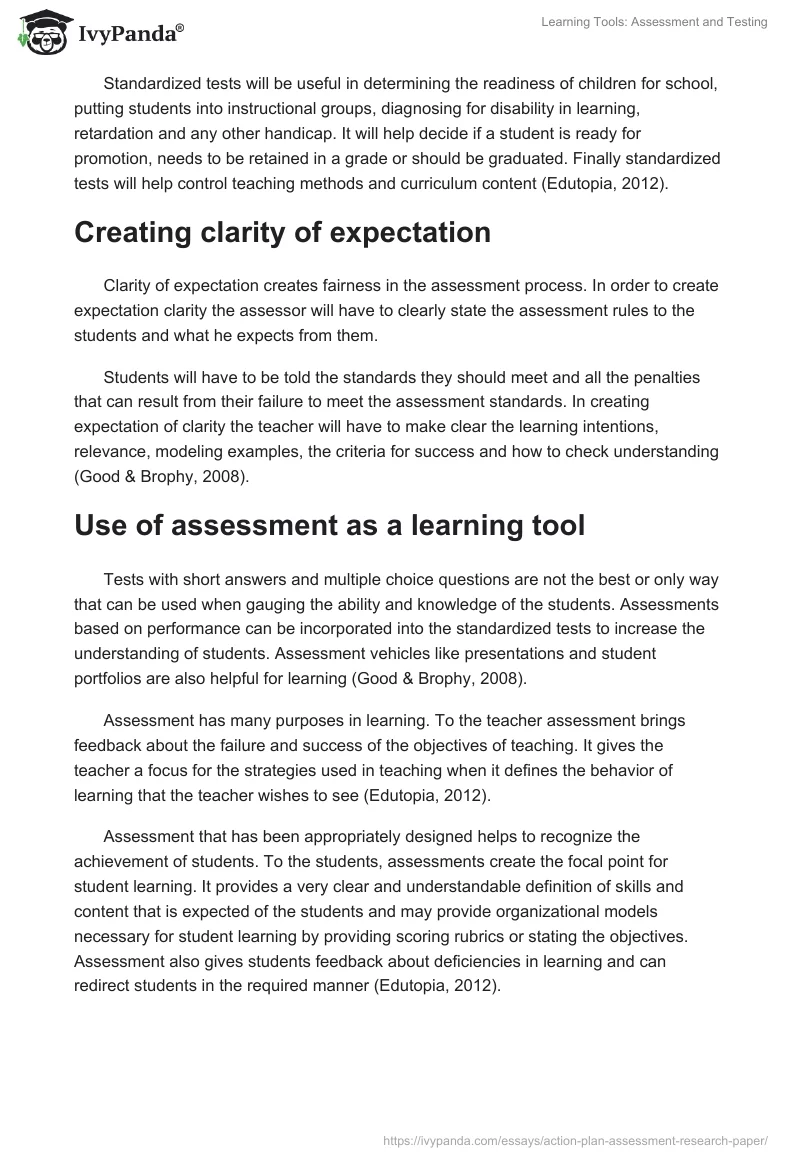 Learning Tools: Assessment and Testing. Page 2