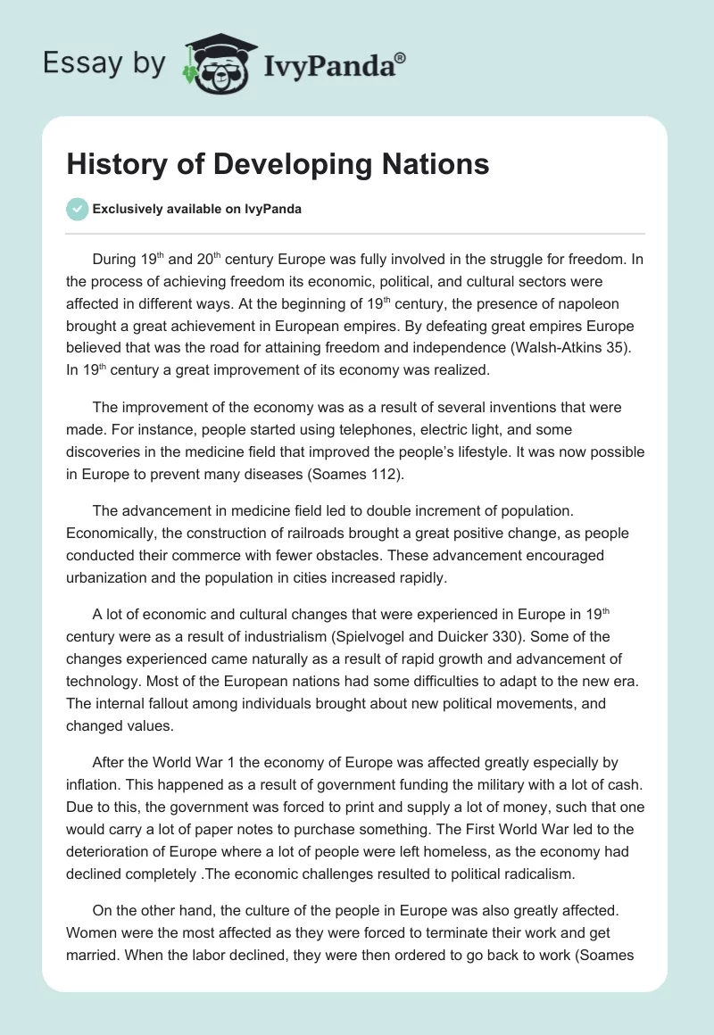 History of Developing Nations. Page 1