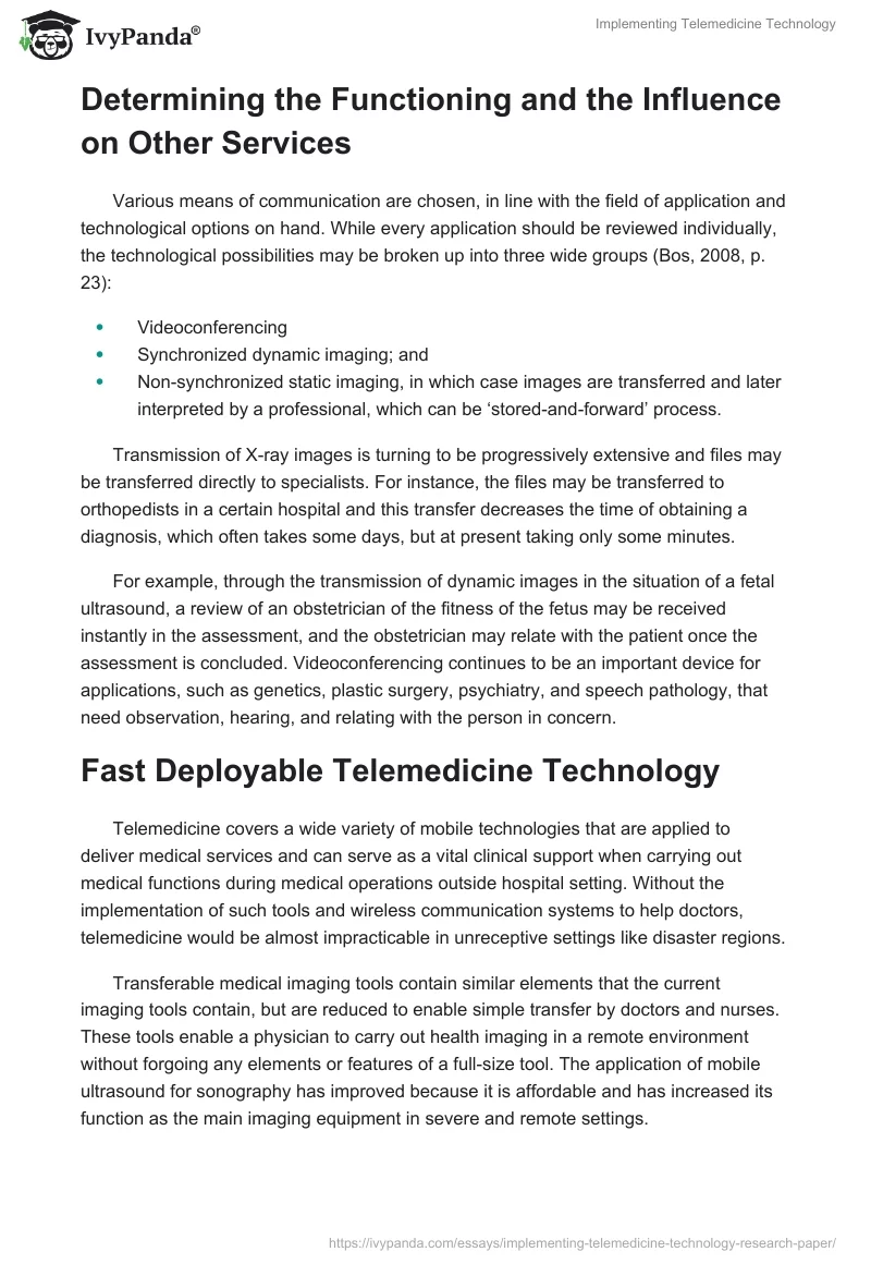 Implementing Telemedicine Technology. Page 5
