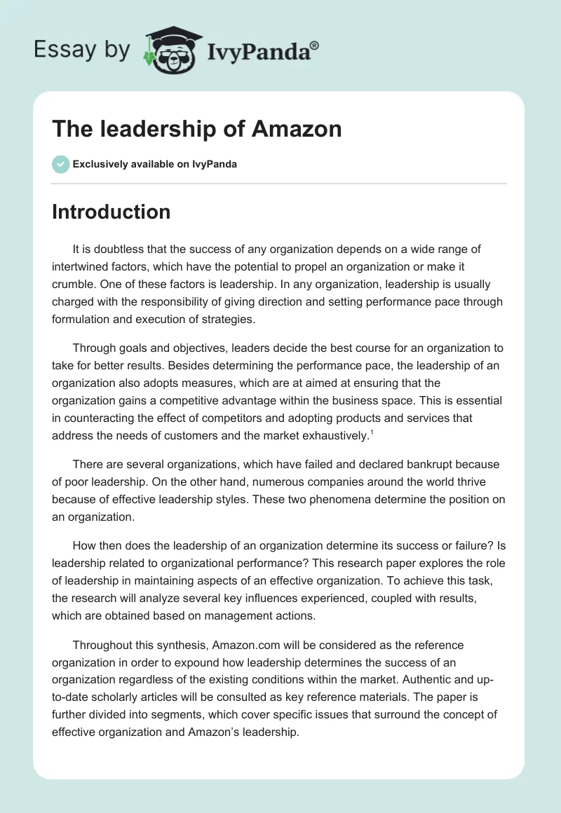 The leadership of Amazon. Page 1