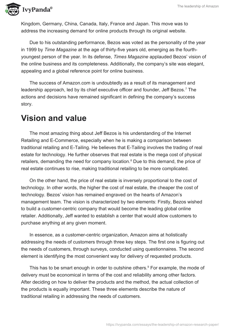 The leadership of Amazon. Page 5