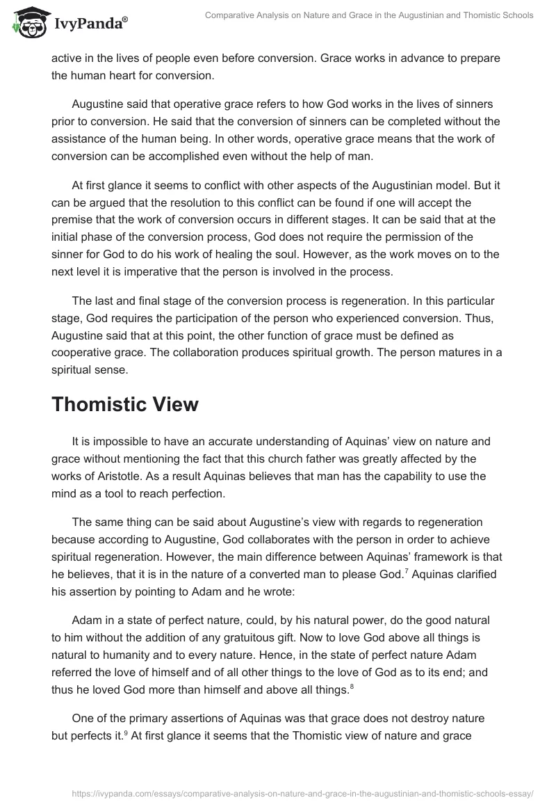 Comparative Analysis on Nature and Grace in the Augustinian and Thomistic Schools. Page 3
