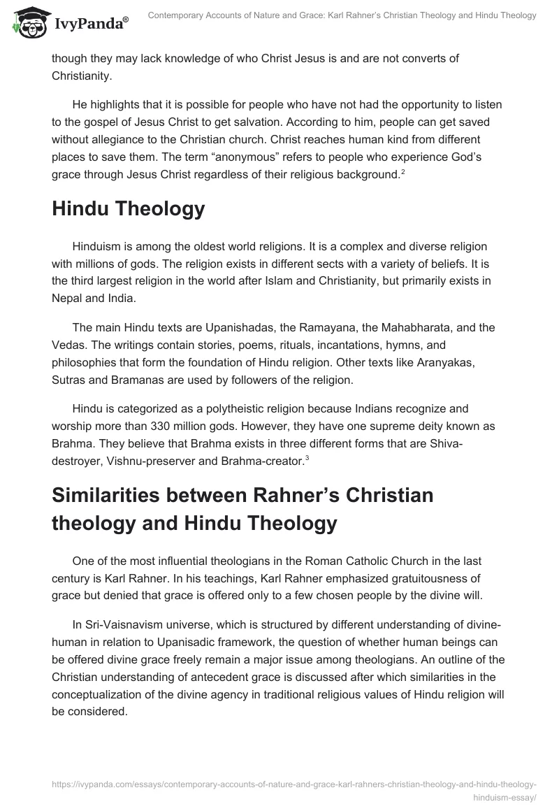 Contemporary Accounts of Nature and Grace: Karl Rahner’s Christian Theology and Hindu Theology. Page 2