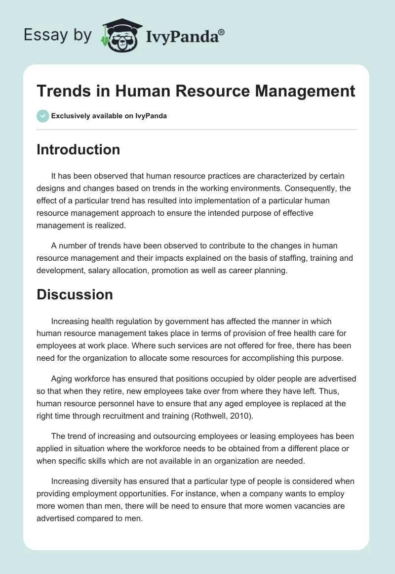 Trends in Human Resource Management. Page 1