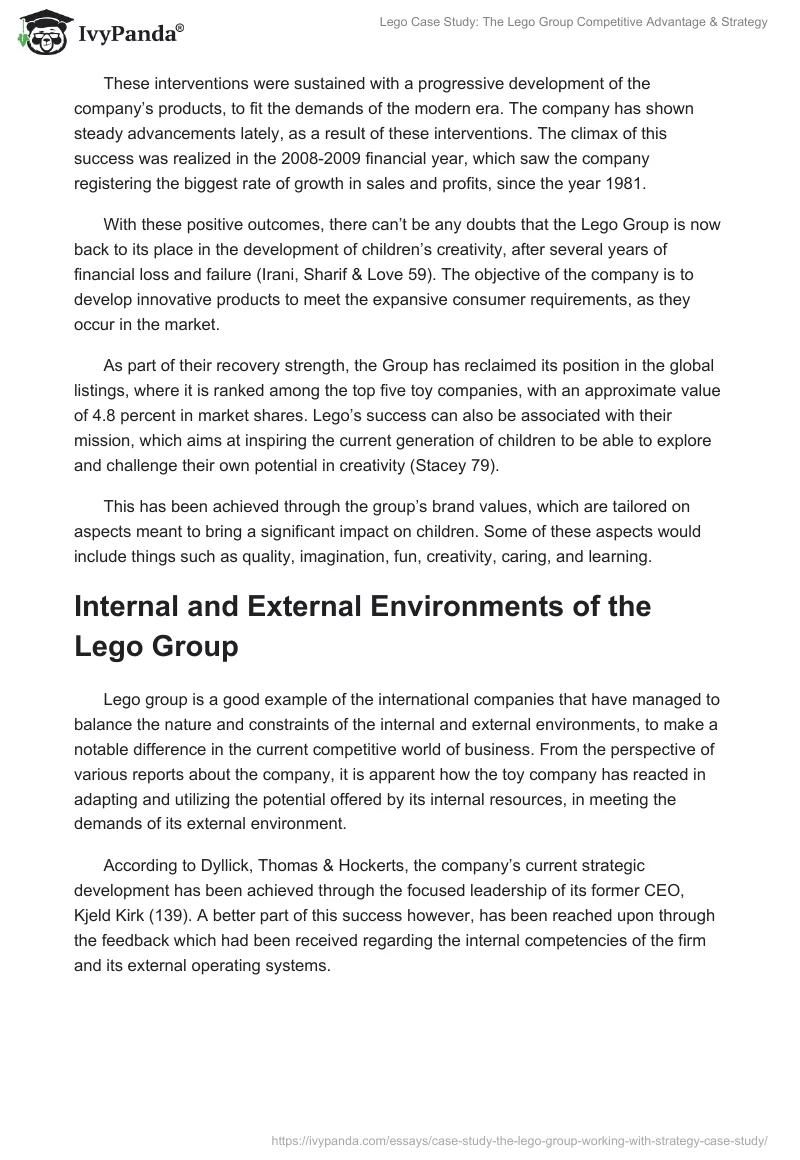Lego Case Study: The Lego Group Competitive Advantage & Strategy. Page 3