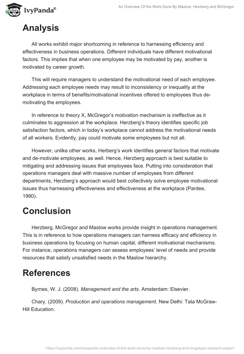 An Overview of the Work Done by Maslow, Herzberg, and McGregor. Page 3