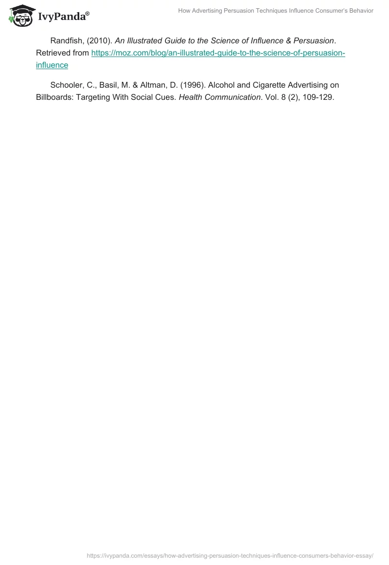 How Advertising Persuasion Techniques Influence Consumer’s Behavior. Page 5