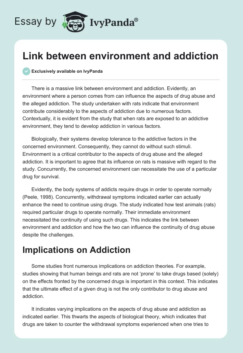 Link Between Environment and Addiction. Page 1