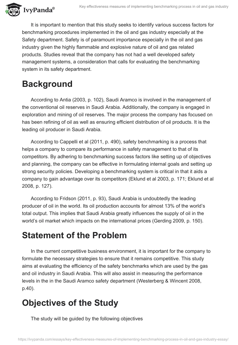 Key effectiveness measures of implementing benchmarking process in oil and gas industry. Page 2
