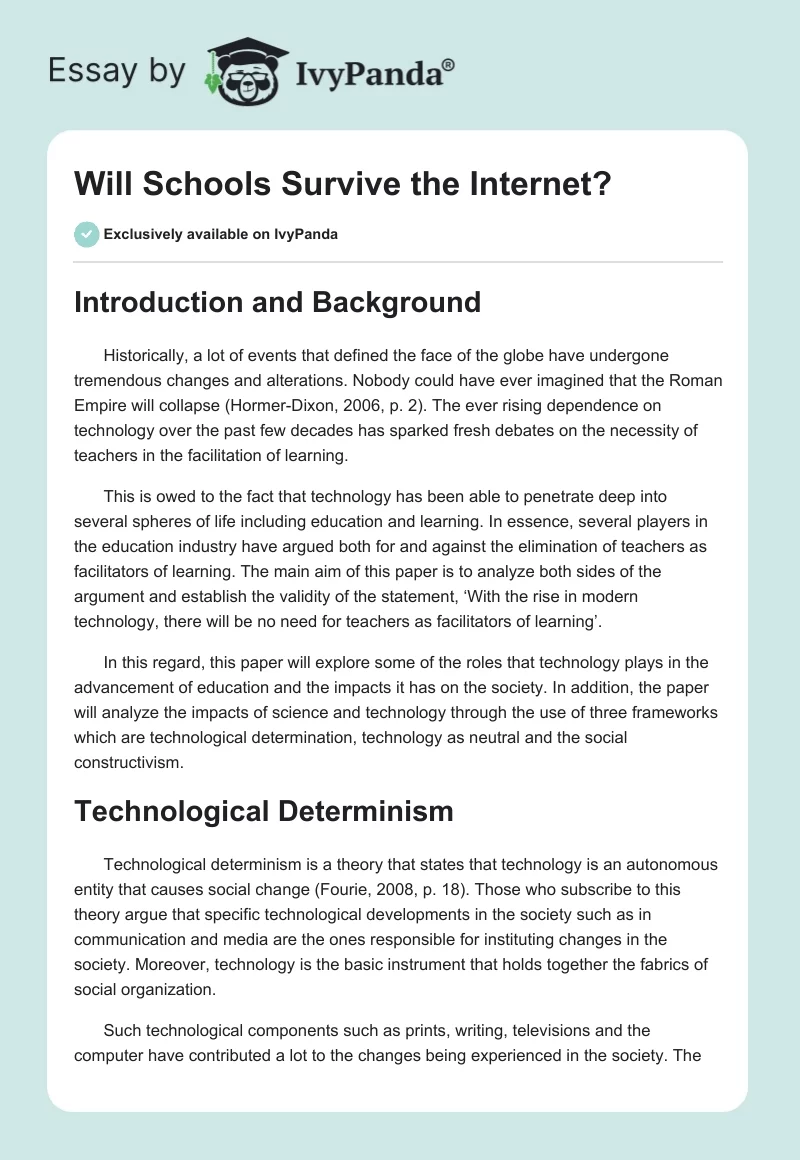 Will Schools Survive the Internet?. Page 1
