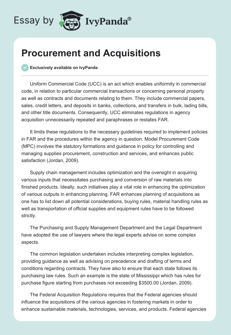 Procurement and Acquisitions. Page 1