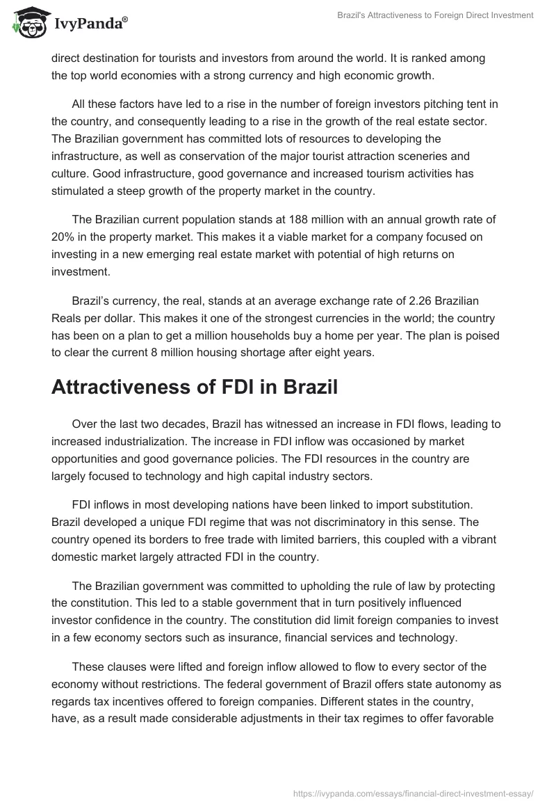 Brazil's Attractiveness to Foreign Direct Investment. Page 2
