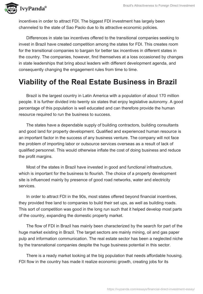Brazil's Attractiveness to Foreign Direct Investment. Page 3
