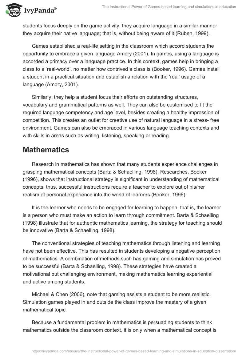 The Instructional Power of Games-based learning and simulations in education. Page 4