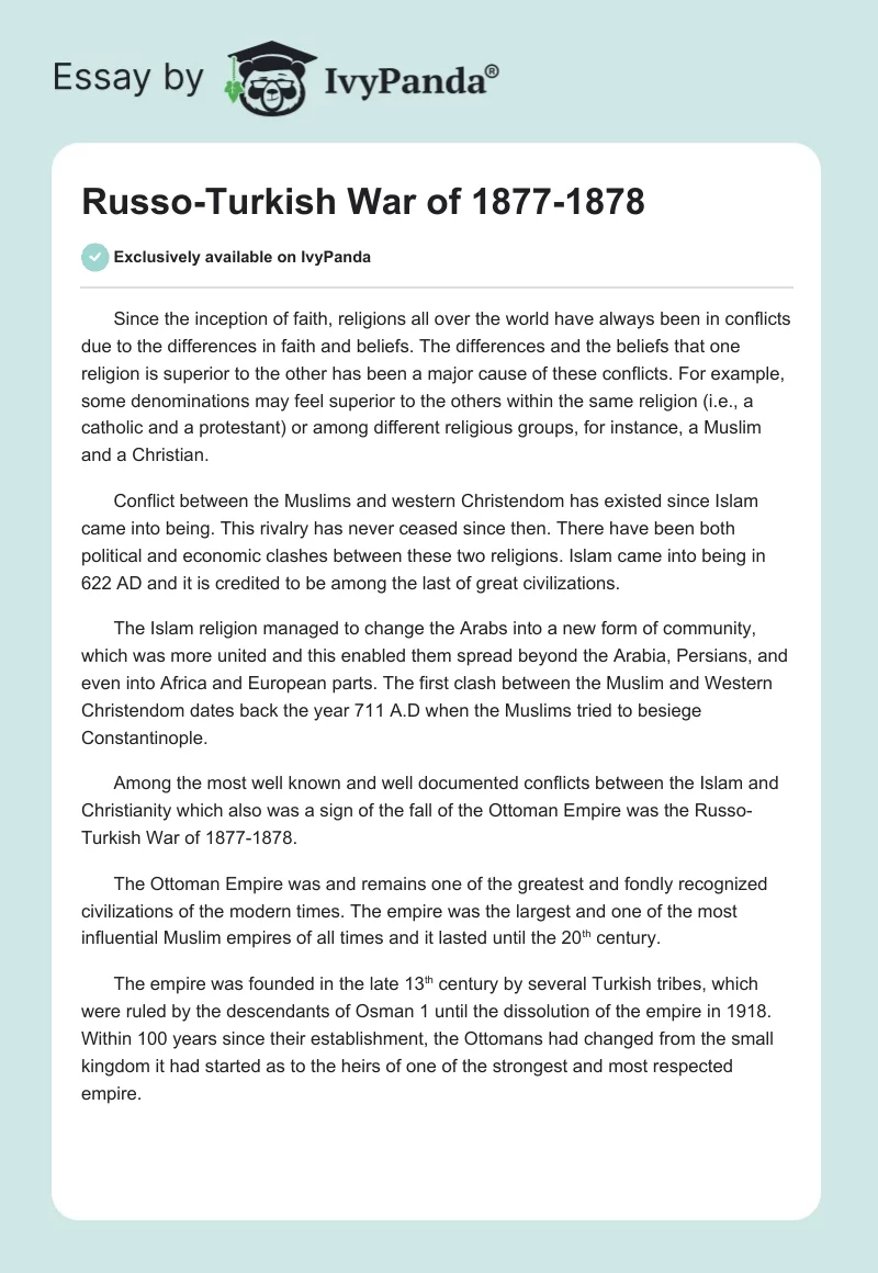 Russo-Turkish War of 1877-1878. Page 1