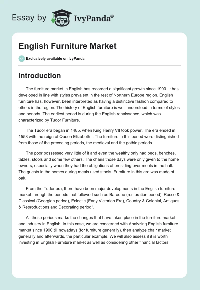 English Furniture Market. Page 1