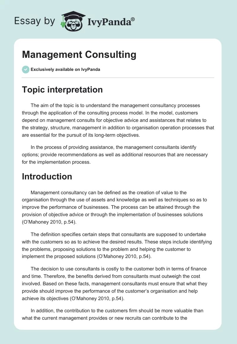 Management Consulting. Page 1