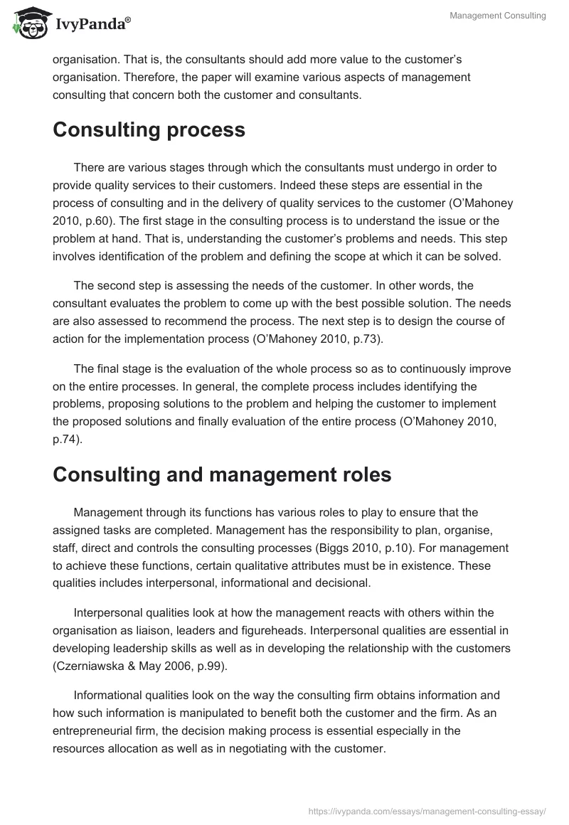 Management Consulting. Page 2