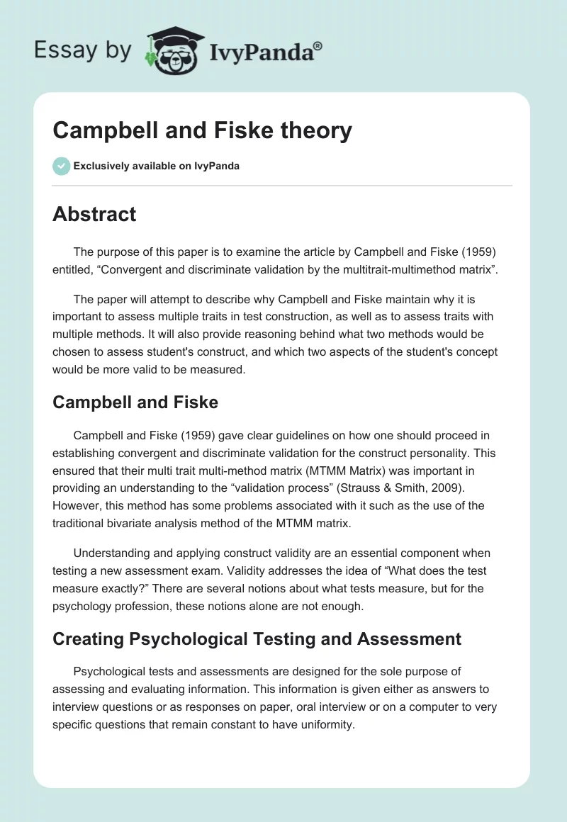 Campbell and Fiske theory. Page 1