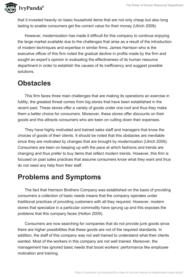 The Roles of Human Resource Department. Page 2