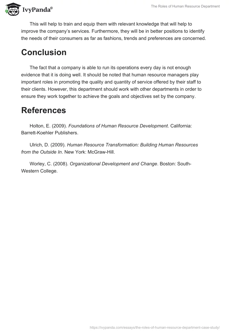 The Roles of Human Resource Department. Page 4