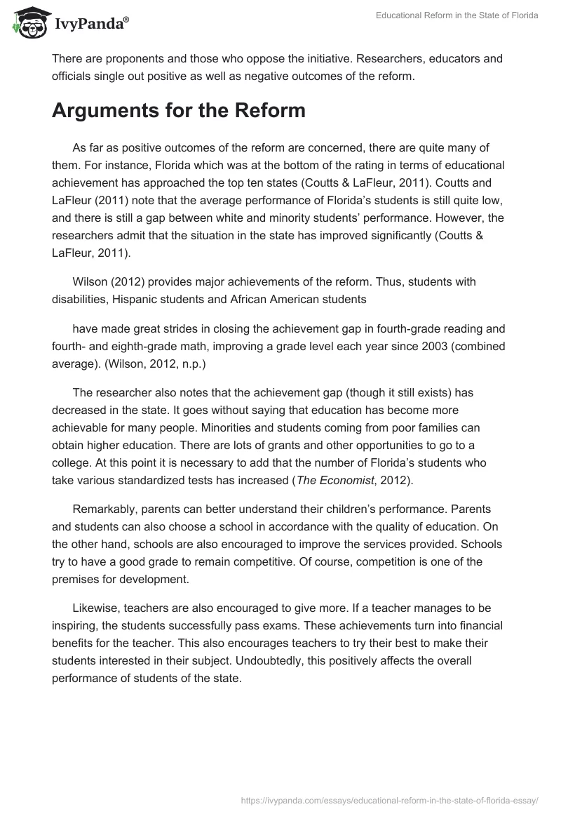 Educational Reform in the State of Florida. Page 2