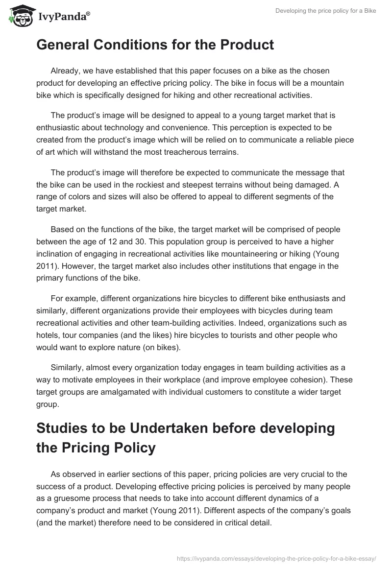 Developing the price policy for a Bike. Page 2
