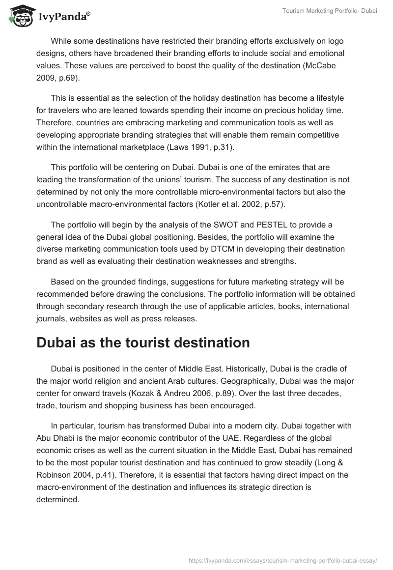 Tourism Marketing Portfolio- Dubai. Page 2