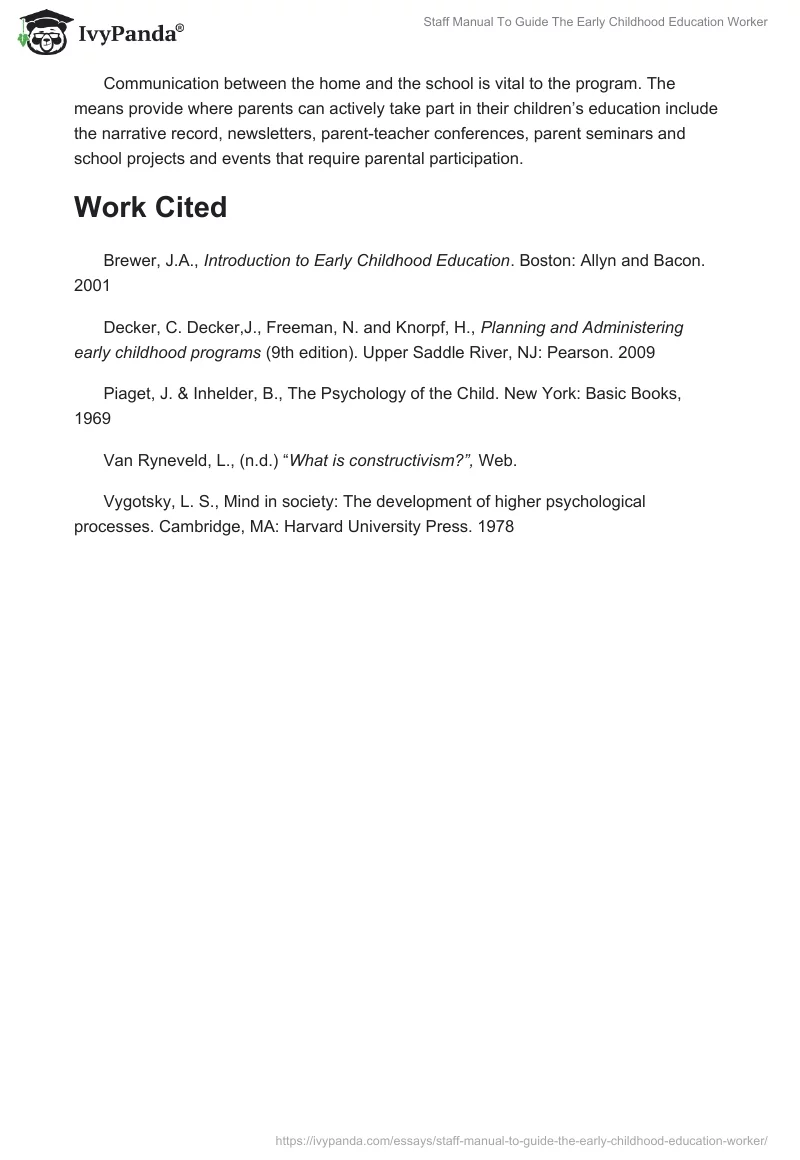 Staff Manual to Guide the Early Childhood Education Worker. Page 5