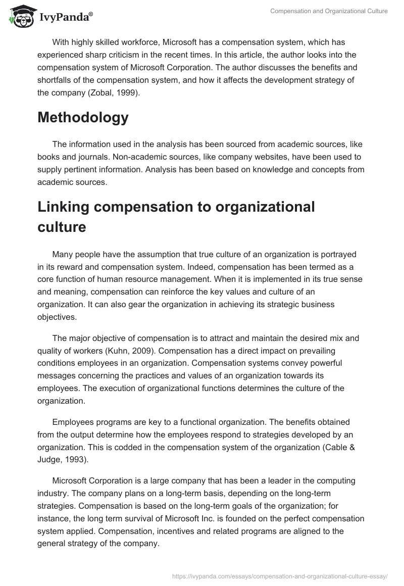 Compensation and Organizational Culture. Page 2
