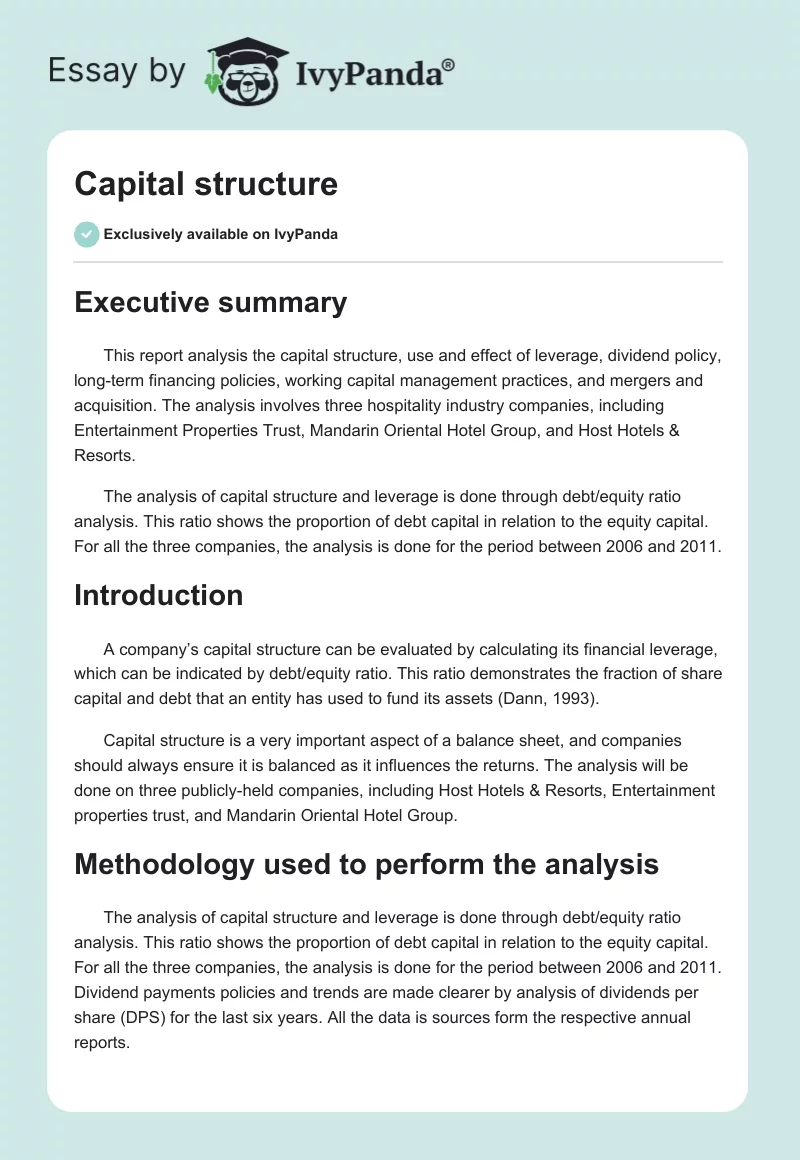 Capital structure. Page 1