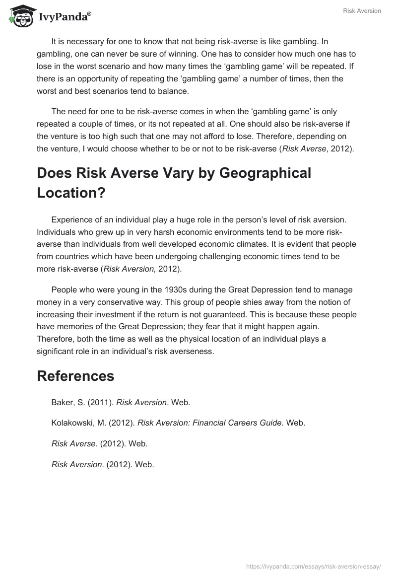 Risk Aversion. Page 2
