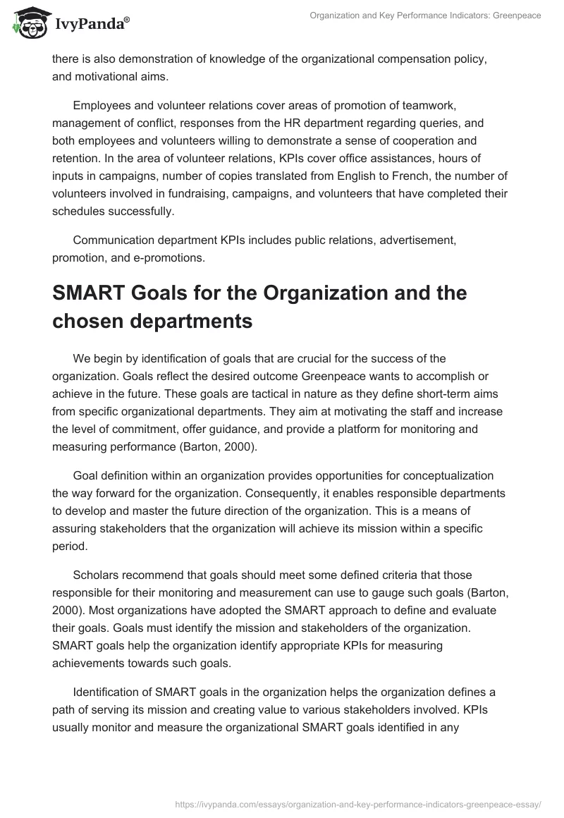 Organization and Key Performance Indicators: Greenpeace. Page 2