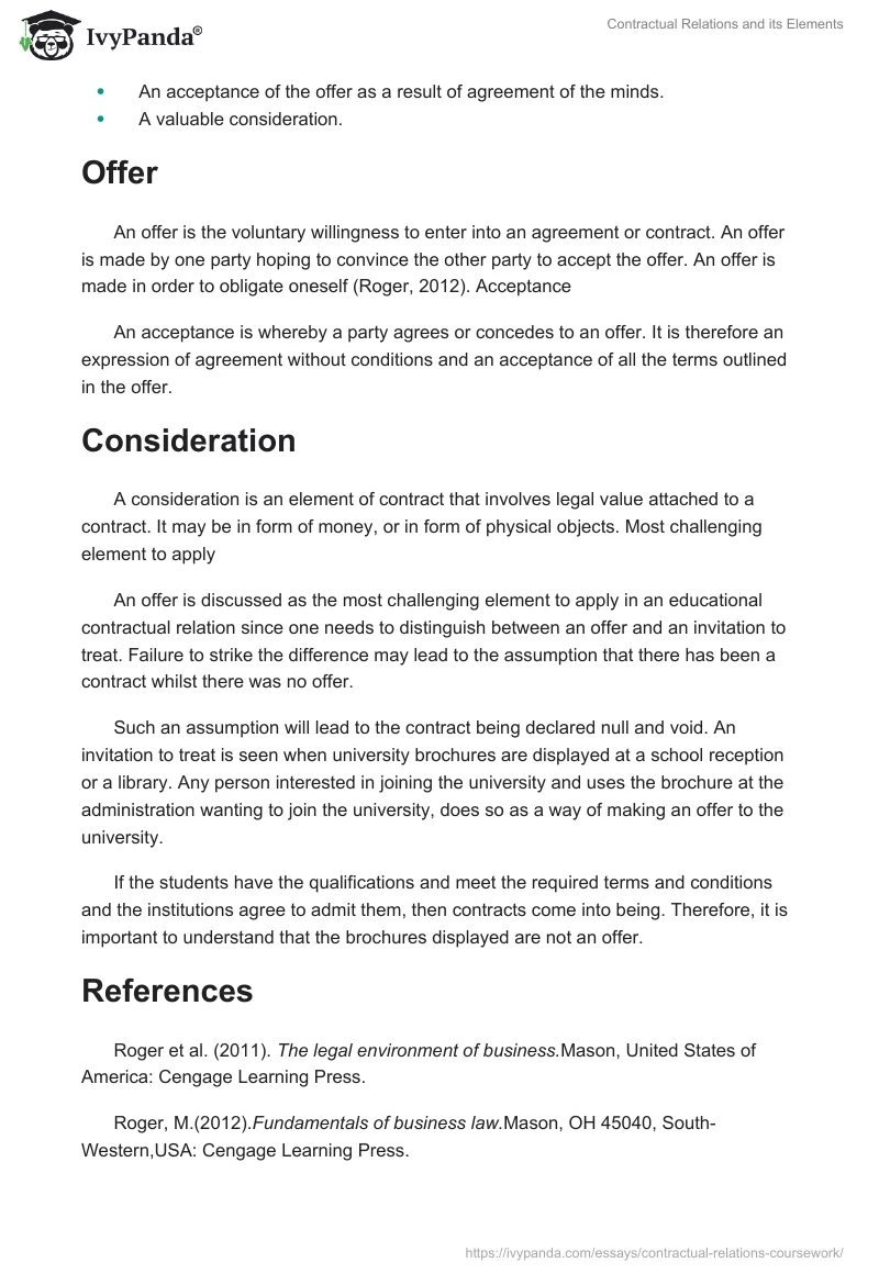 Contractual Relations and its Elements. Page 2