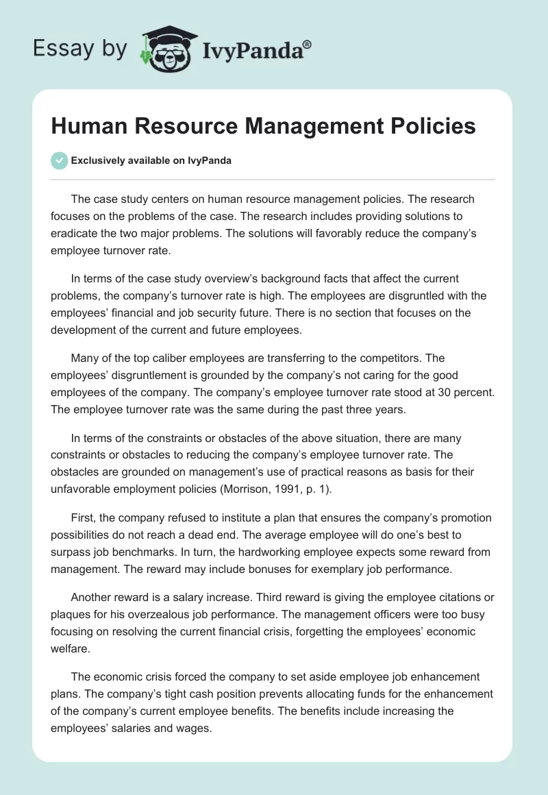 Human Resource Management Policies. Page 1