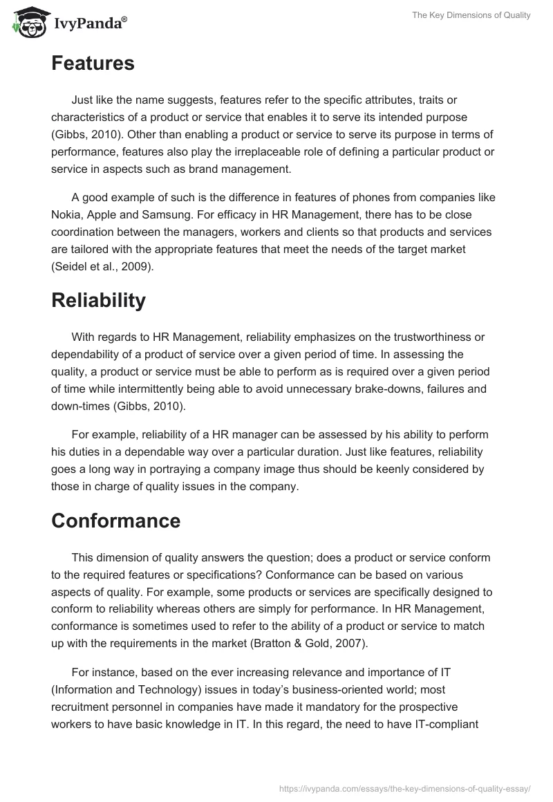 The Key Dimensions of Quality. Page 2