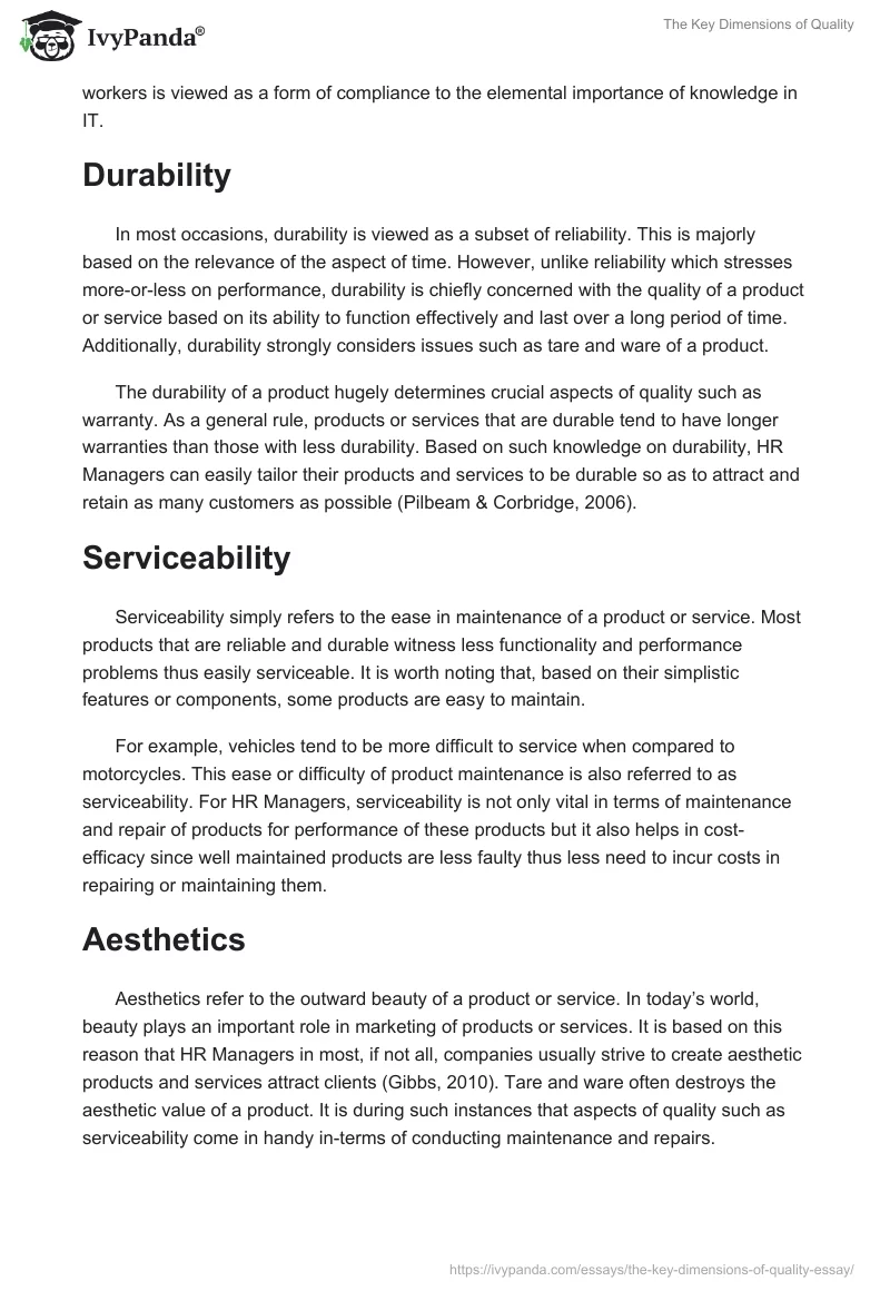The Key Dimensions of Quality. Page 3