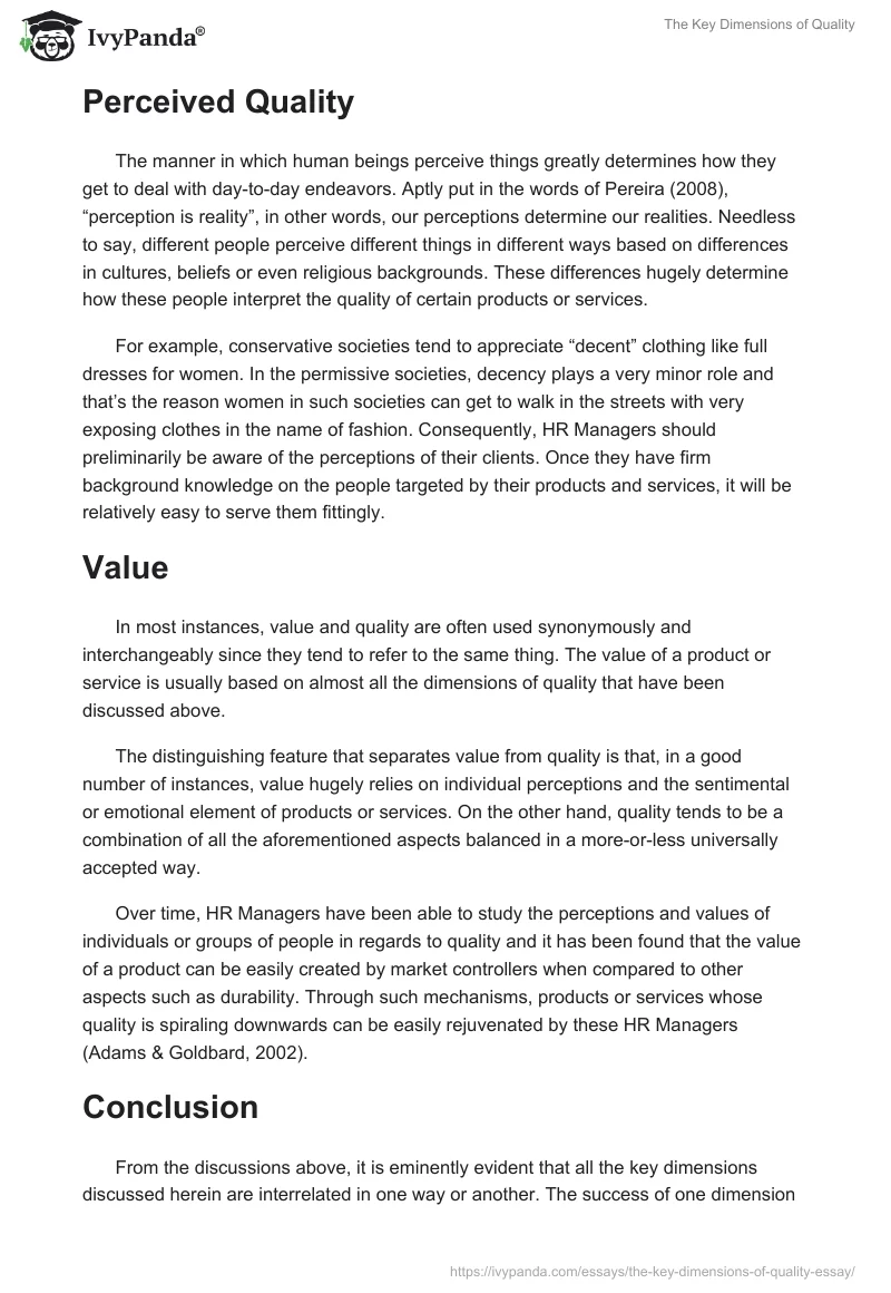 The Key Dimensions of Quality. Page 4