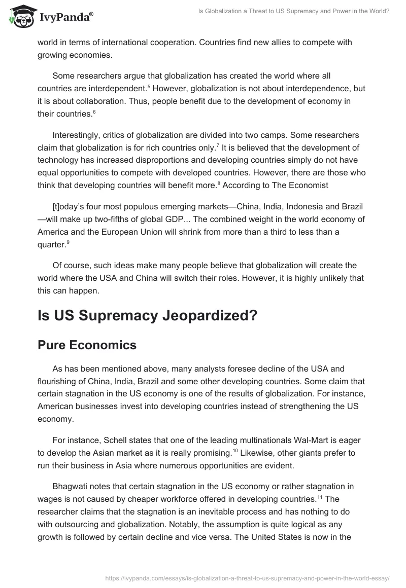 Is Globalization a Threat to US Supremacy and Power in the World?. Page 2