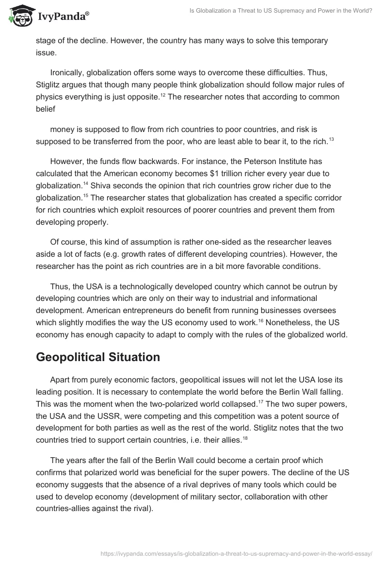 Is Globalization a Threat to US Supremacy and Power in the World?. Page 3